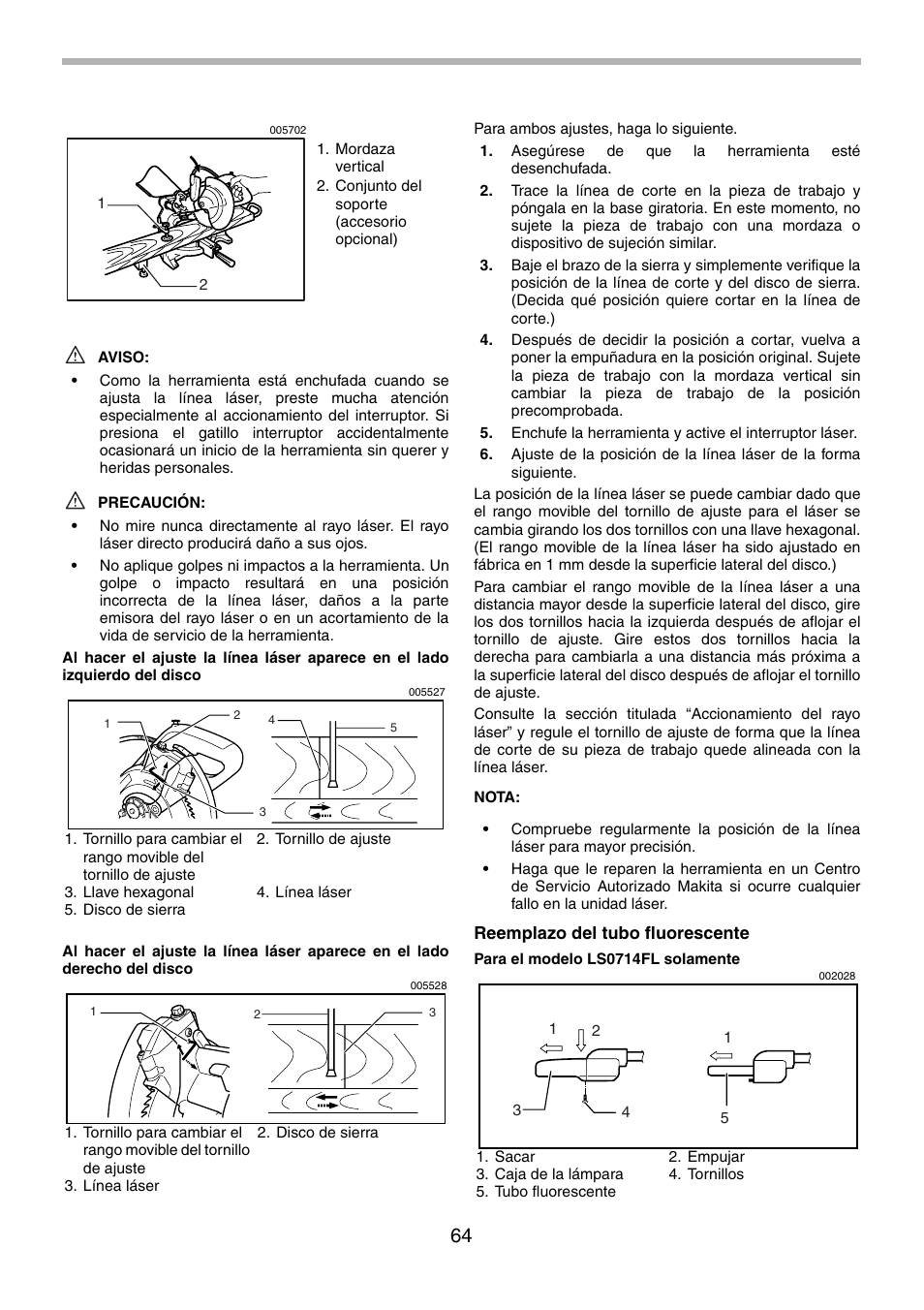 Makita LS0714FL User Manual | Page 64 / 68