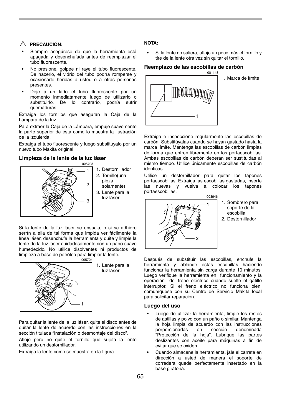 Makita LS0714FL User Manual | Page 65 / 68