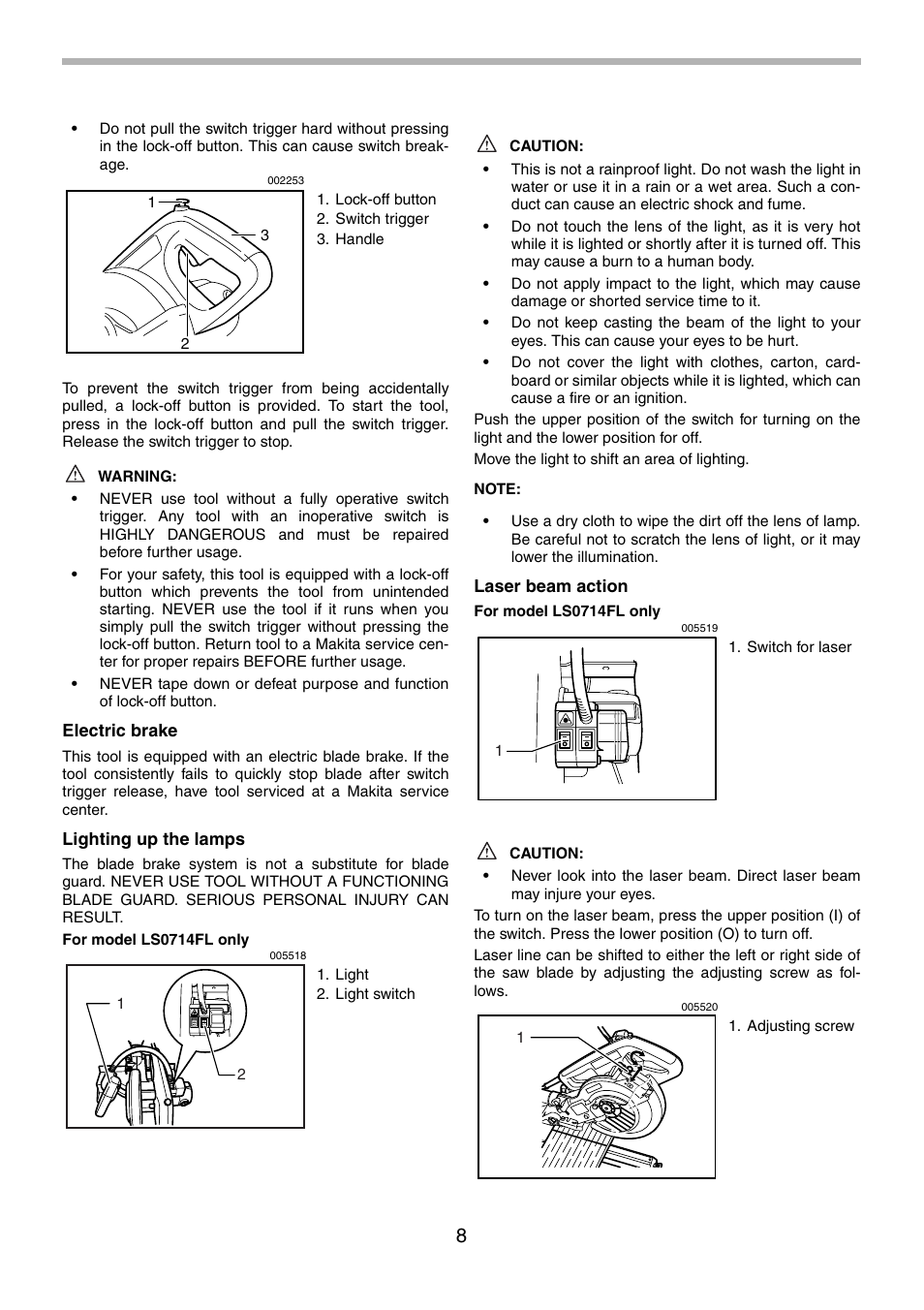 Makita LS0714FL User Manual | Page 8 / 68