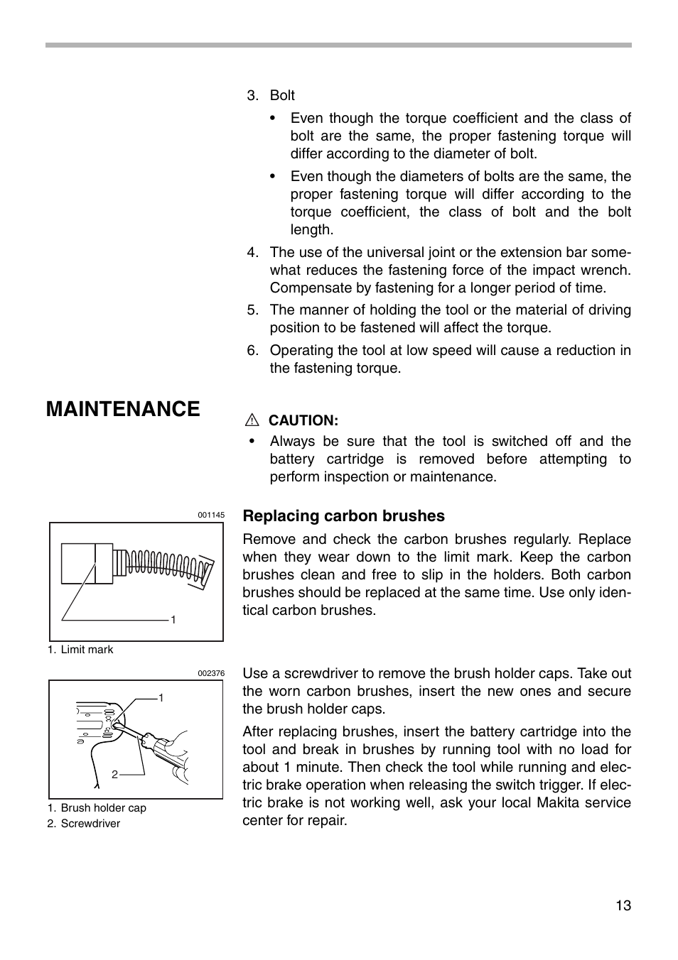 Maintenance | Makita 6917D User Manual | Page 13 / 20