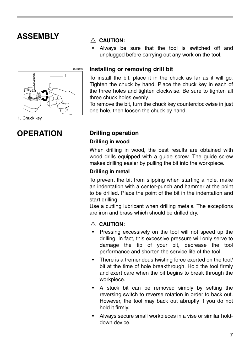 Assembly, Operation | Makita DA3000R User Manual | Page 7 / 12