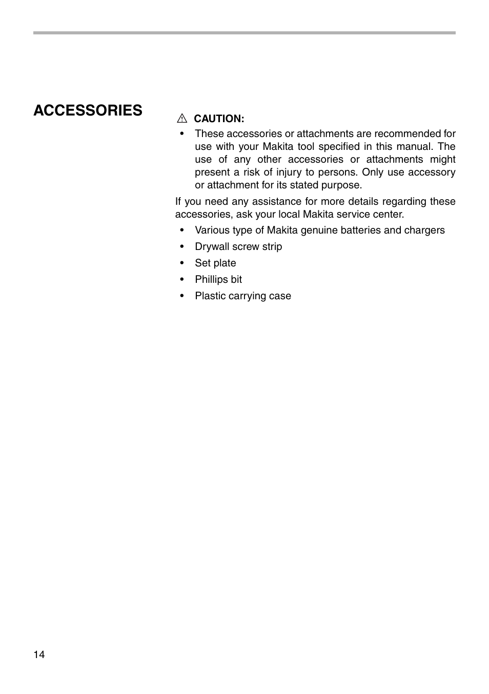 Accessories | Makita 6835D User Manual | Page 14 / 20