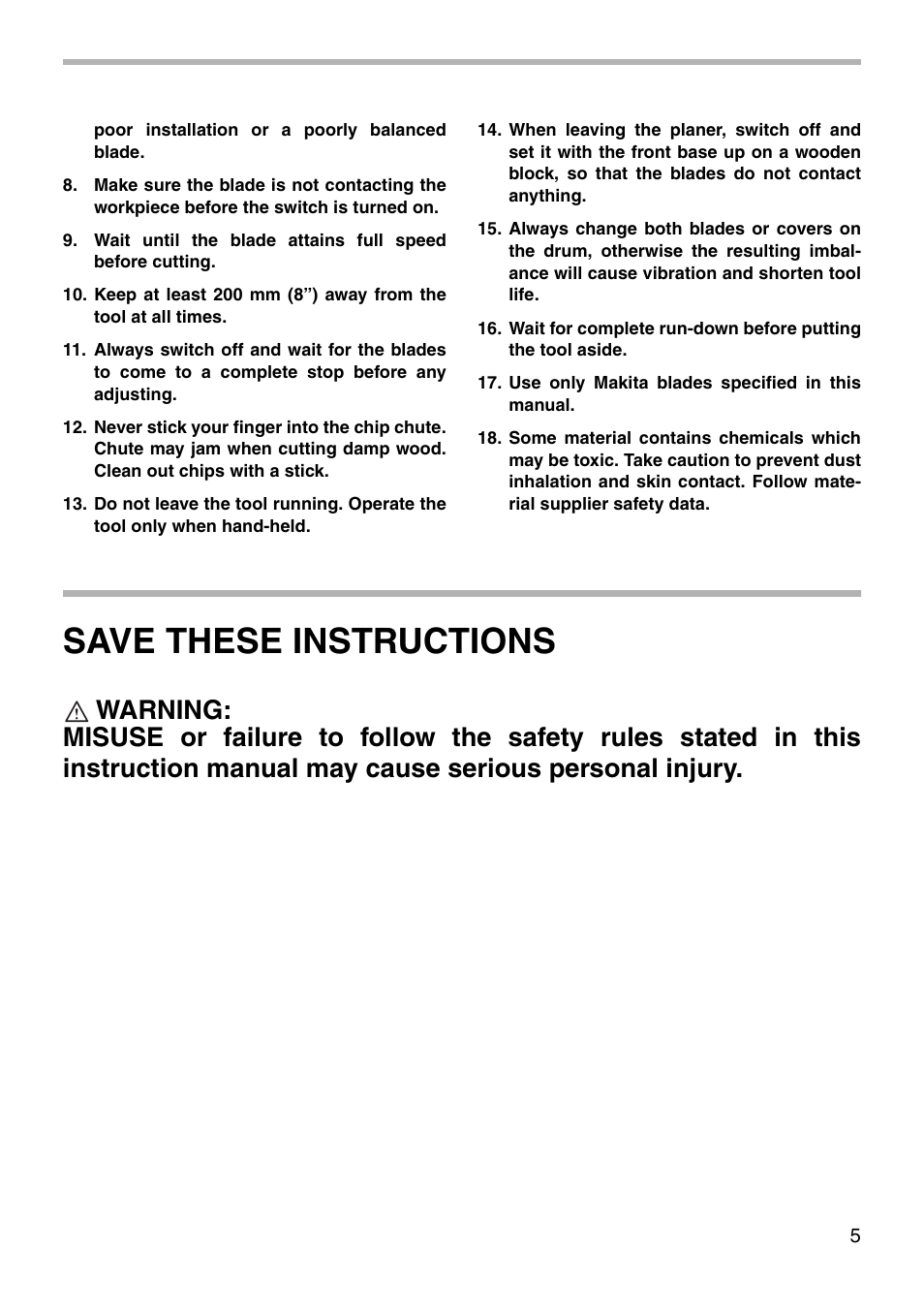 Save these instructions | Makita N1900B User Manual | Page 5 / 20