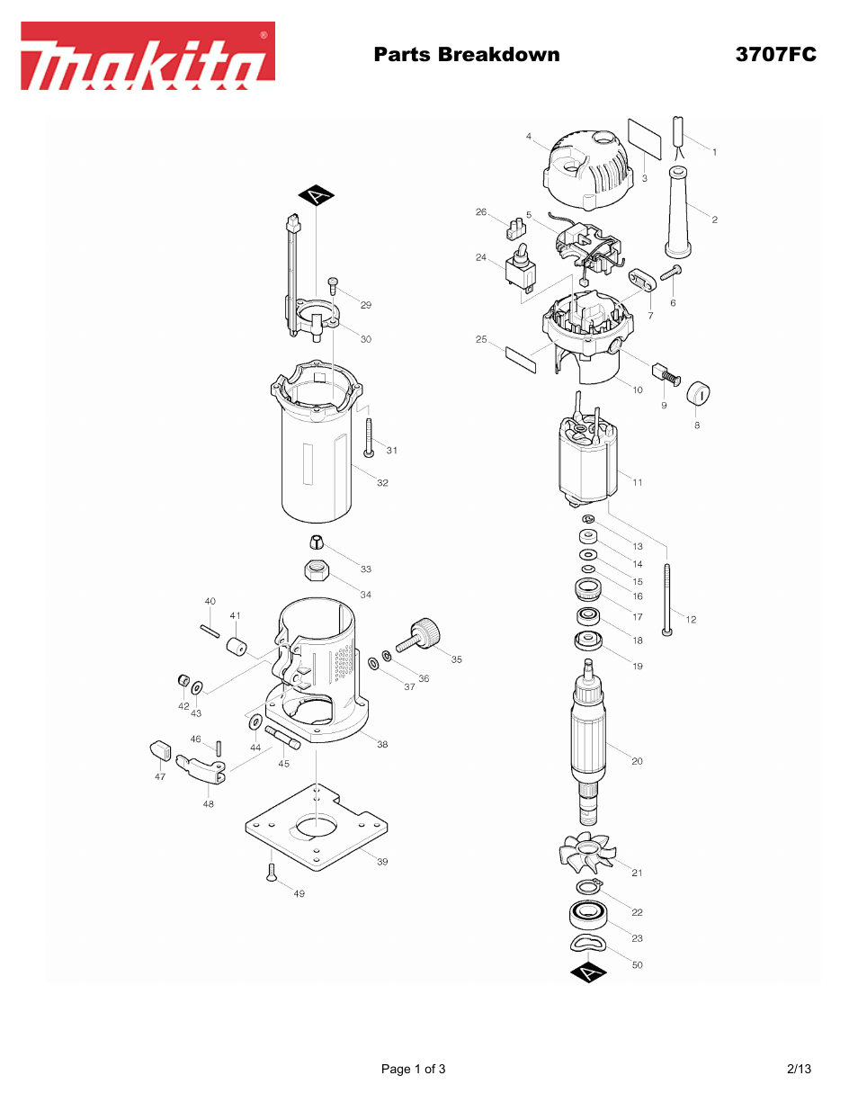 Makita 3707FC User Manual | 3 pages