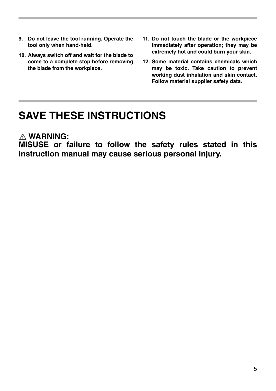 Save these instructions | Makita JR3000V User Manual | Page 5 / 12