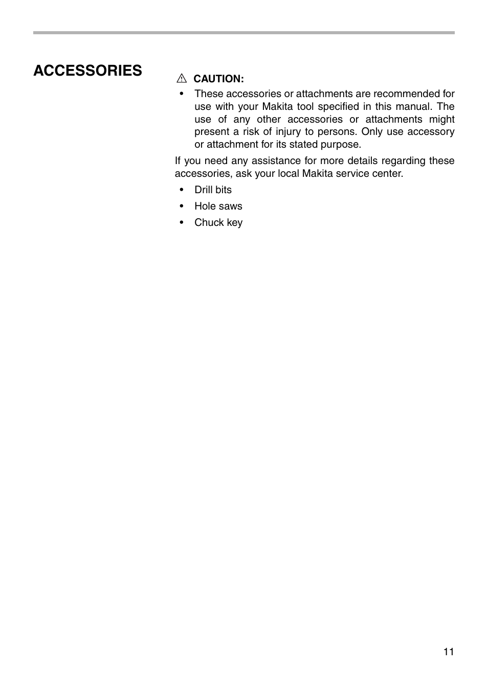 Accessories | Makita DA6300 User Manual | Page 11 / 16