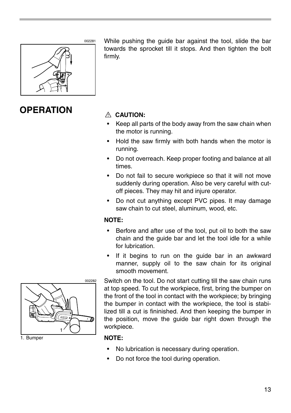 Operation | Makita UC170D User Manual | Page 13 / 20
