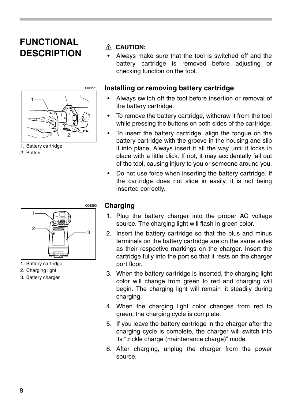 Functional description | Makita UC170D User Manual | Page 8 / 20