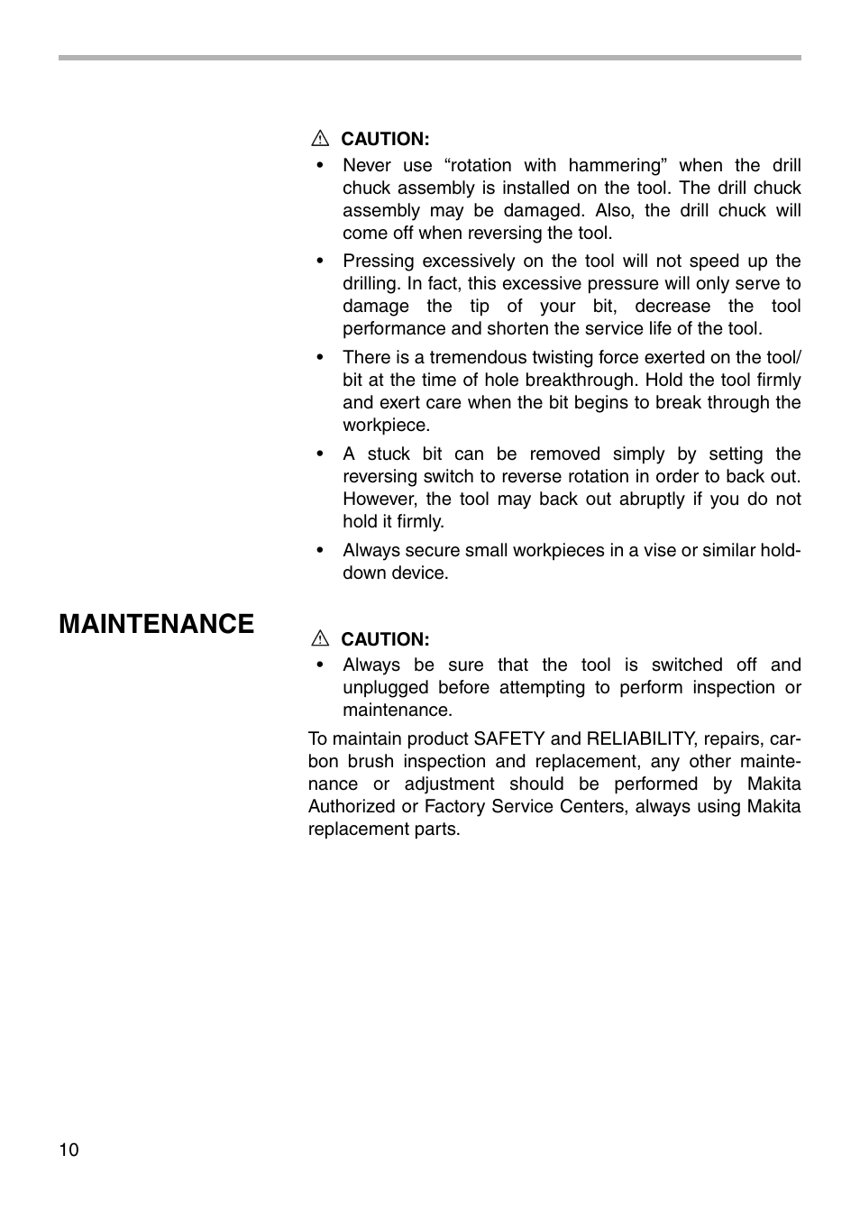 Maintenance | Makita HR2420 User Manual | Page 10 / 16