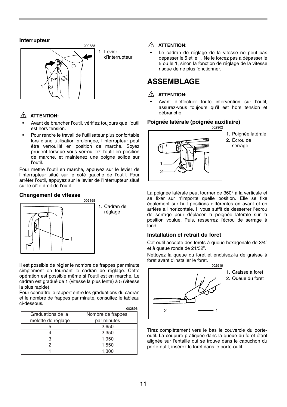 Assemblage | Makita HM1140C User Manual | Page 11 / 24