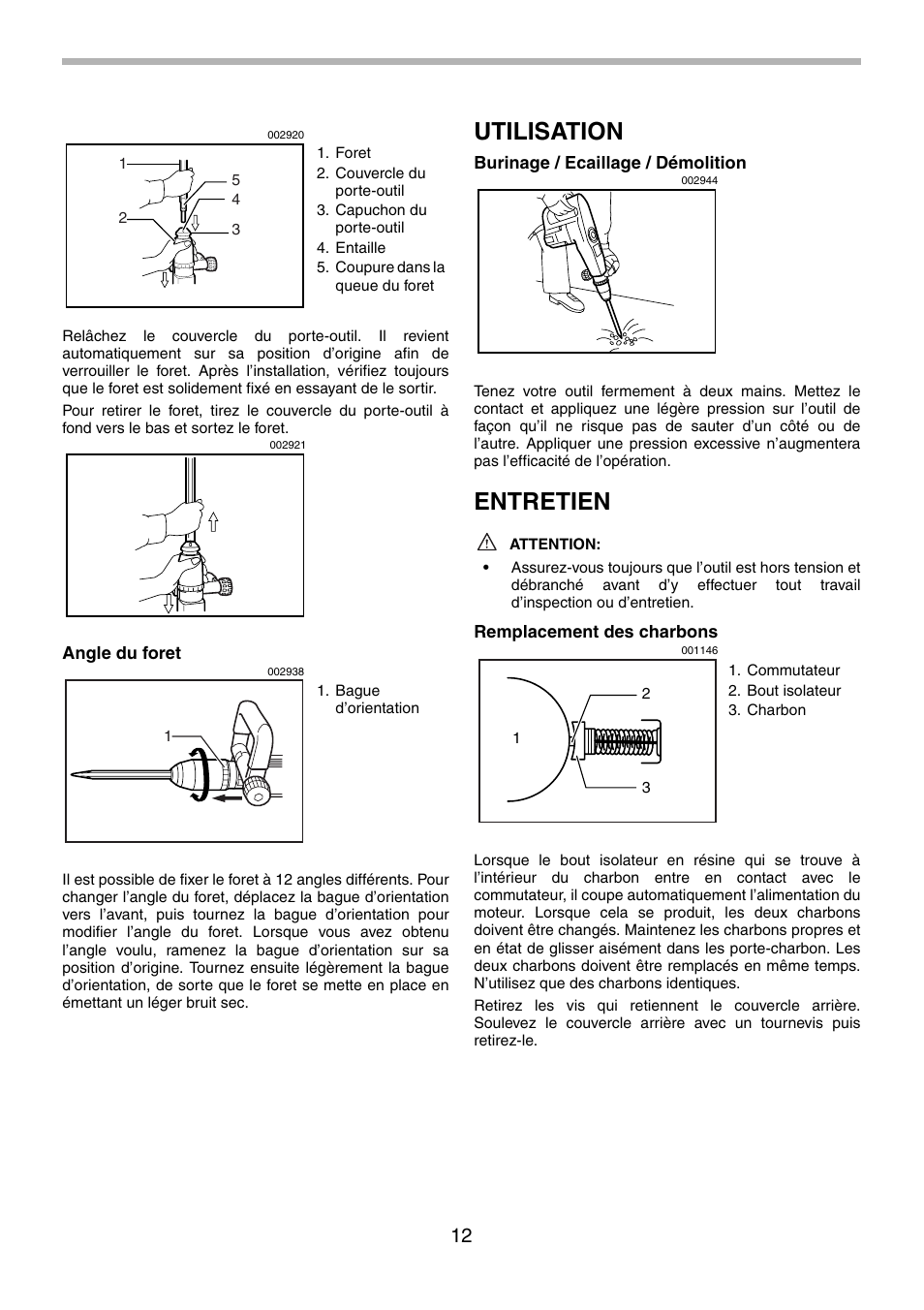 Utilisation, Entretien | Makita HM1140C User Manual | Page 12 / 24