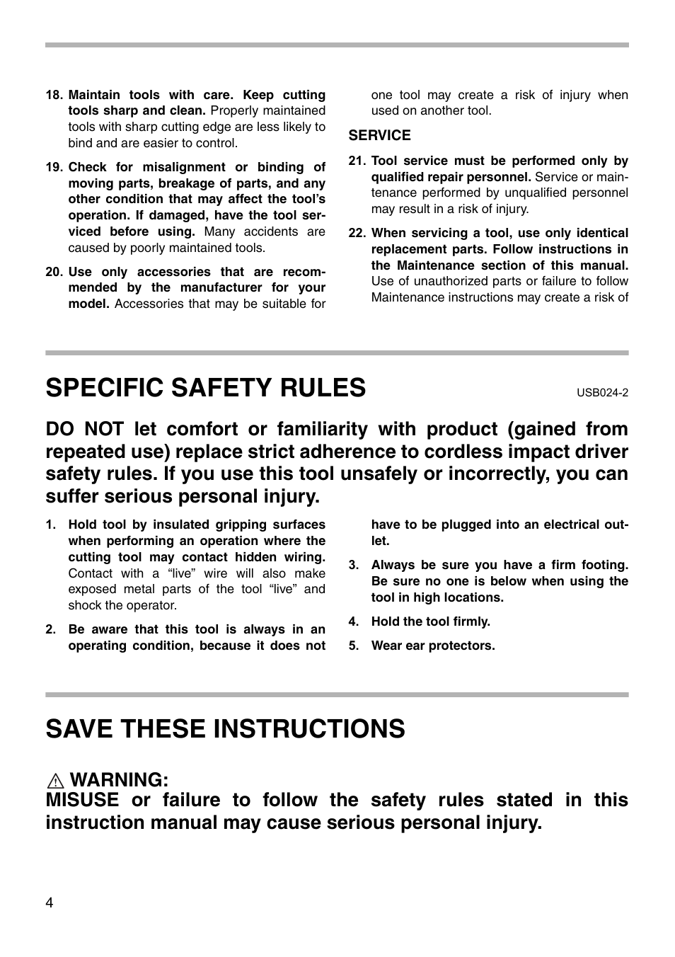 Specific safety rules, Save these instructions | Makita 6916D User Manual | Page 4 / 20