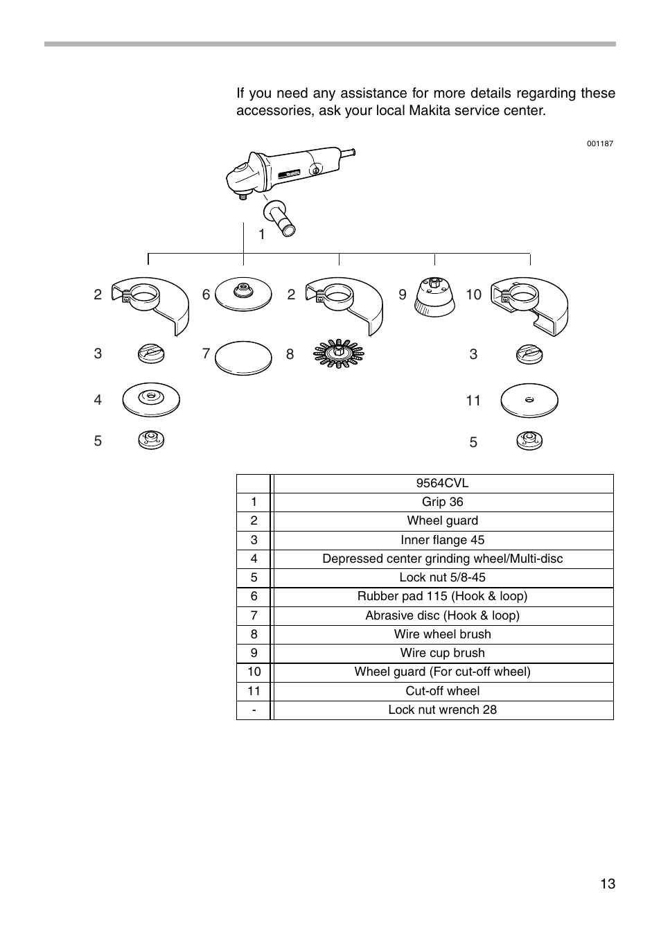 Makita 9564CVL User Manual | Page 13 / 20