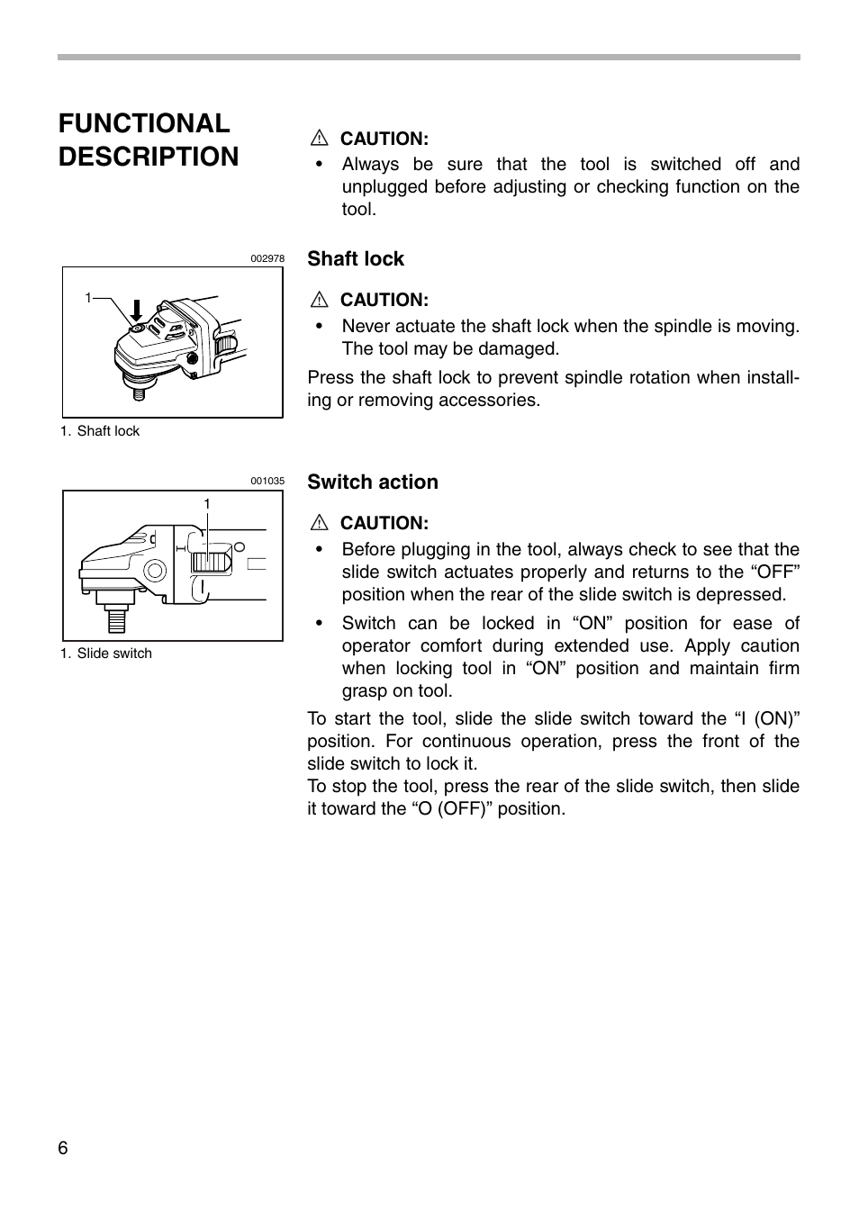Functional description | Makita 9564CVL User Manual | Page 6 / 20