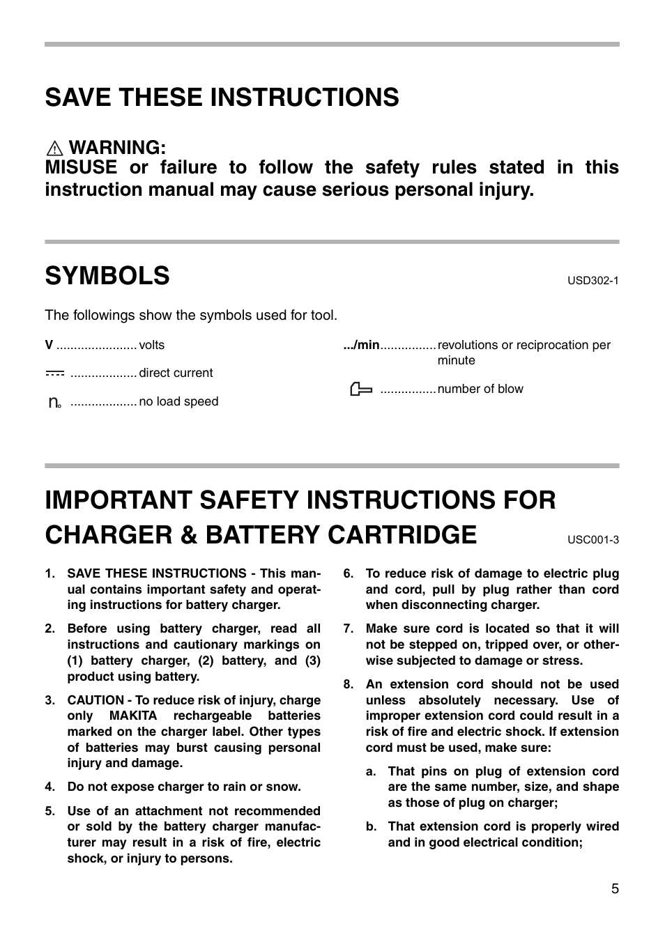 Save these instructions, Symbols | Makita 6934 User Manual | Page 5 / 20