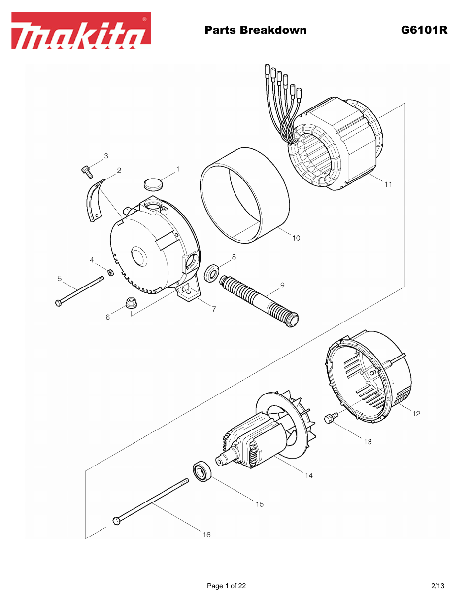 Makita G6101R User Manual | 22 pages