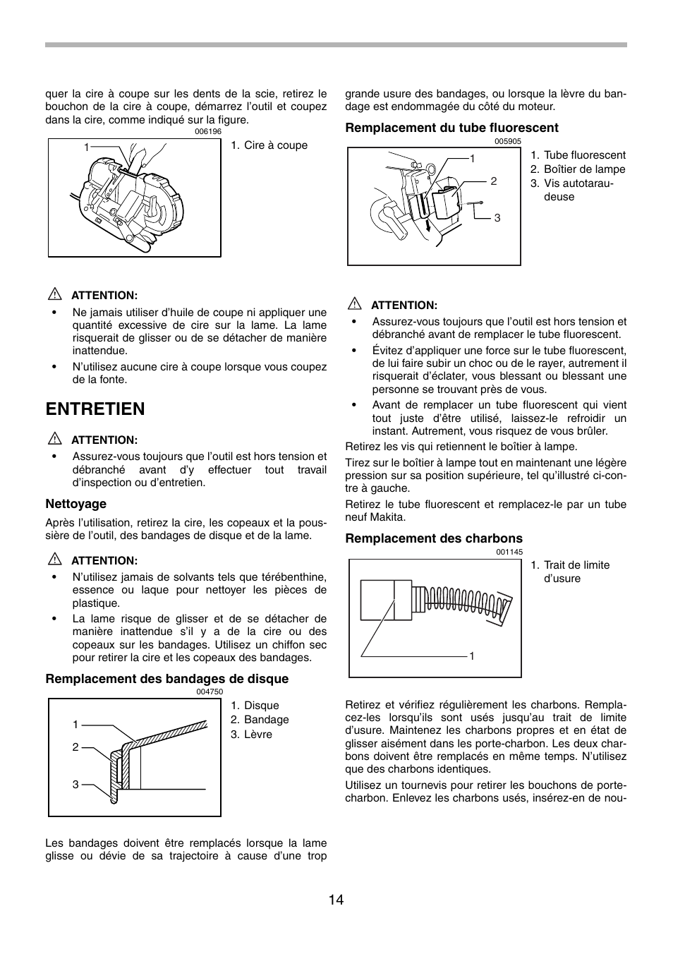 Entretien | Makita 2107F User Manual | Page 14 / 24