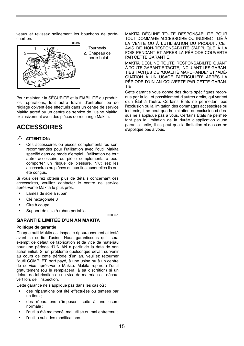 Accessoires | Makita 2107F User Manual | Page 15 / 24