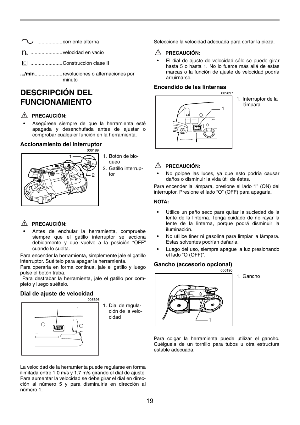 Descripción del funcionamiento | Makita 2107F User Manual | Page 19 / 24