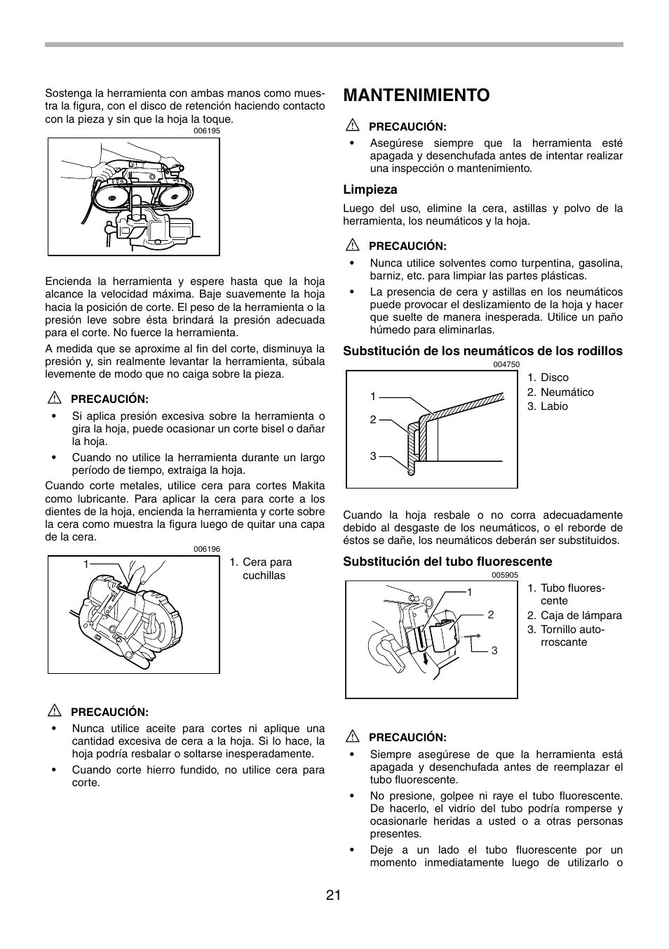 Mantenimiento | Makita 2107F User Manual | Page 21 / 24