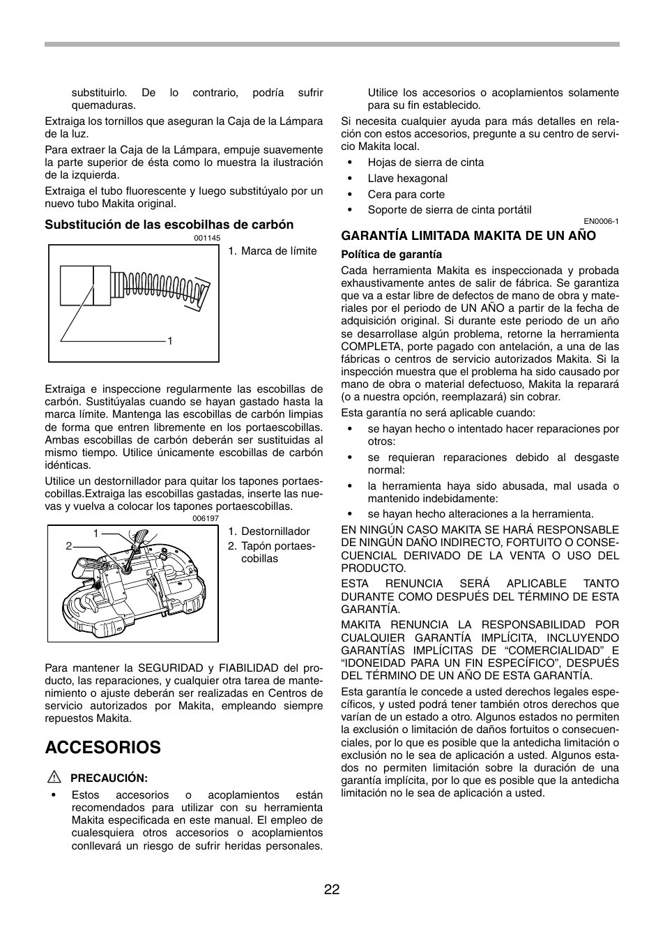 Accesorios | Makita 2107F User Manual | Page 22 / 24