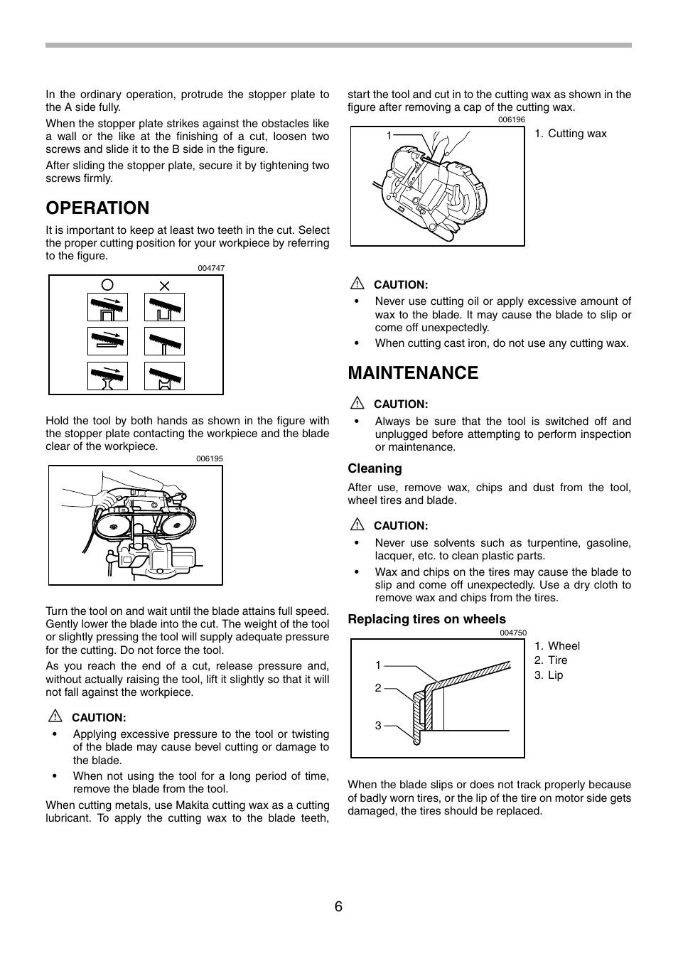 Operation, Maintenance | Makita 2107F User Manual | Page 6 / 24