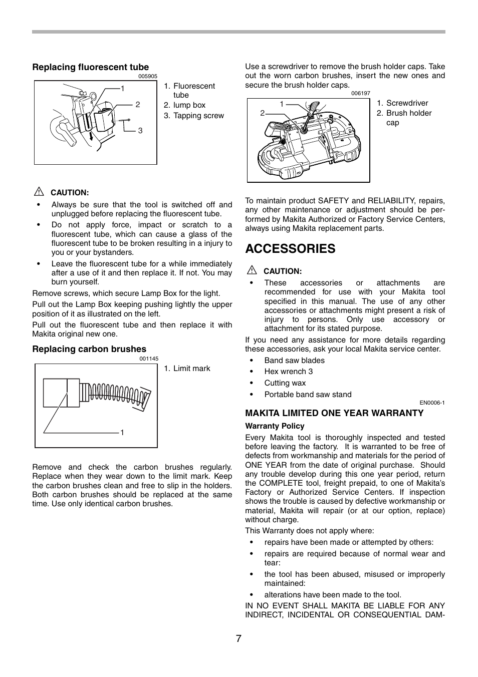 Accessories | Makita 2107F User Manual | Page 7 / 24