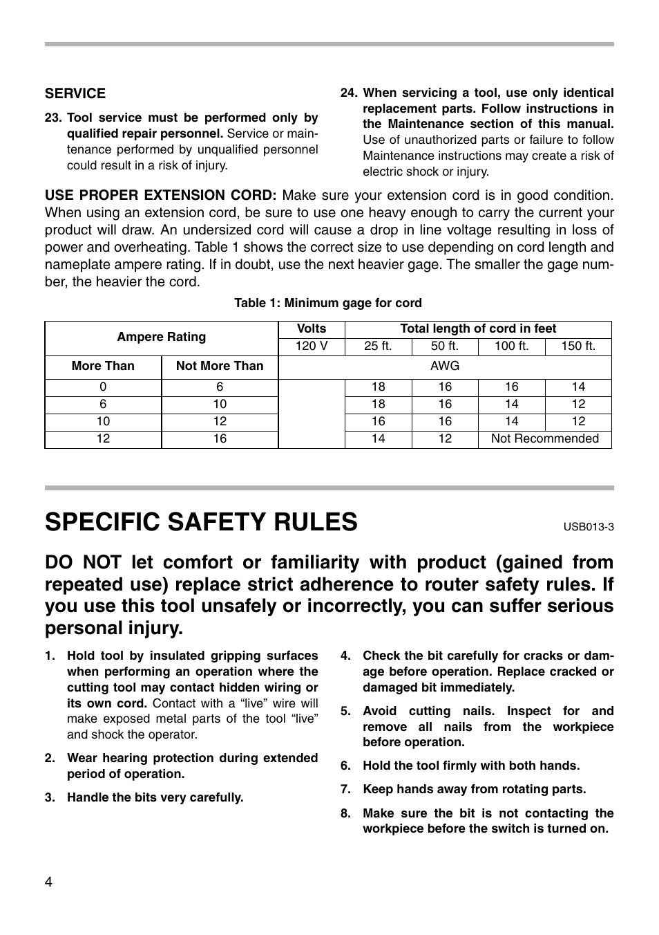 Specific safety rules | Makita 3606 User Manual | Page 4 / 16