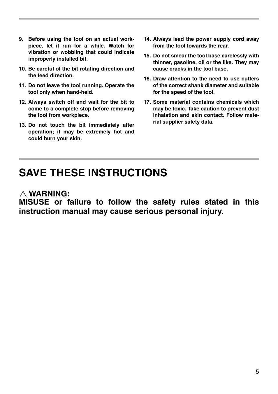 Save these instructions | Makita 3606 User Manual | Page 5 / 16