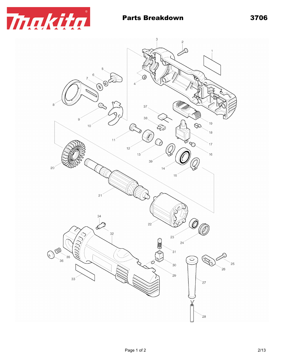 Makita 3706 User Manual | 2 pages