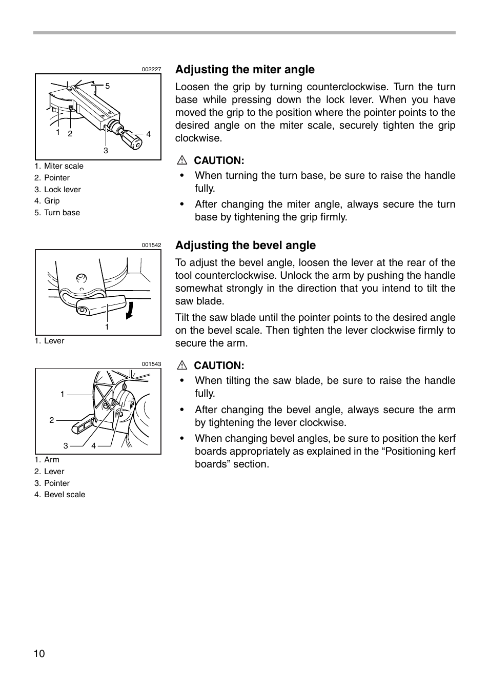 Adjusting the miter angle, Adjusting the bevel angle | Makita LS1212 User Manual | Page 10 / 36