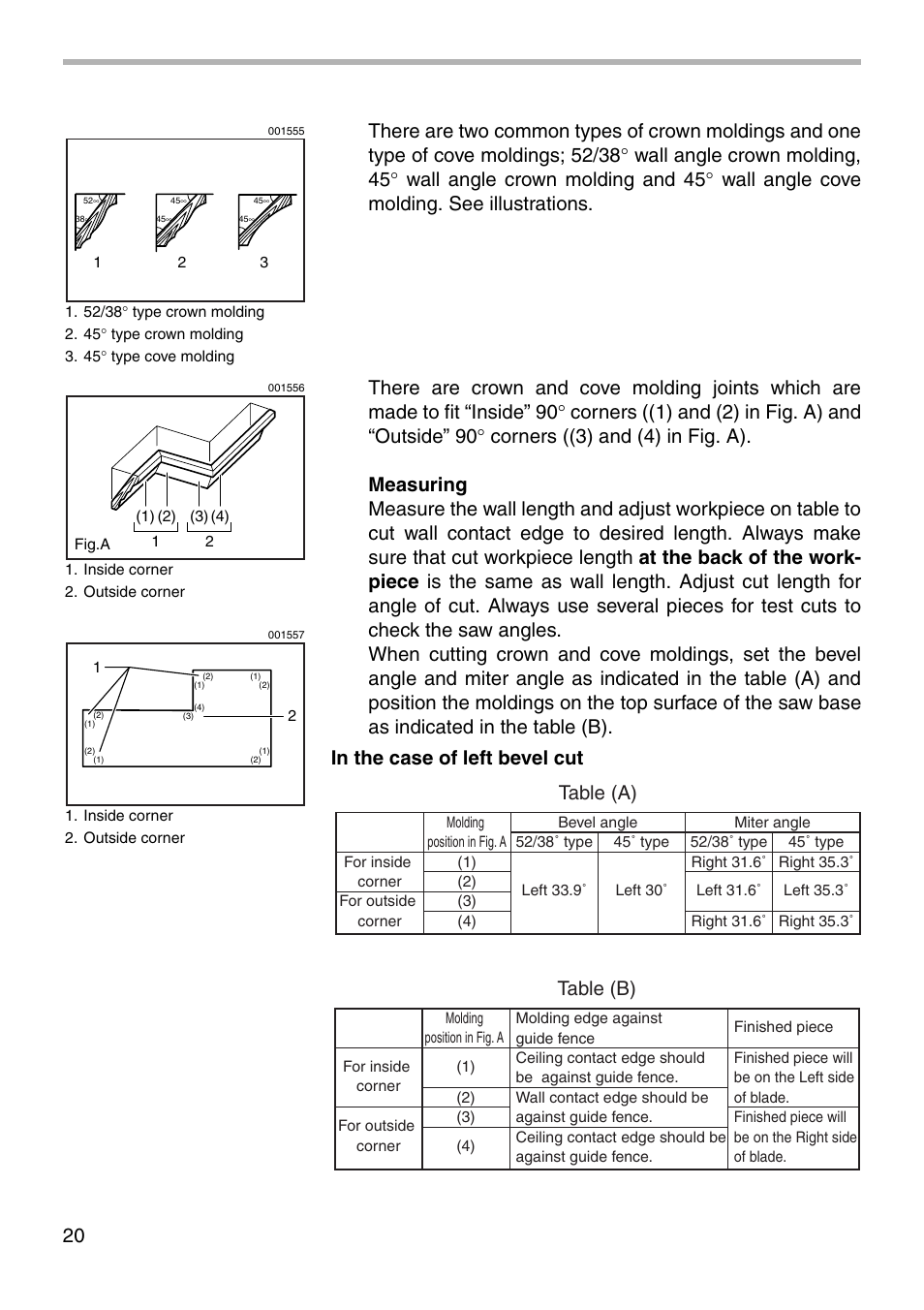 Table (a), Table (b) | Makita LS1212 User Manual | Page 20 / 36
