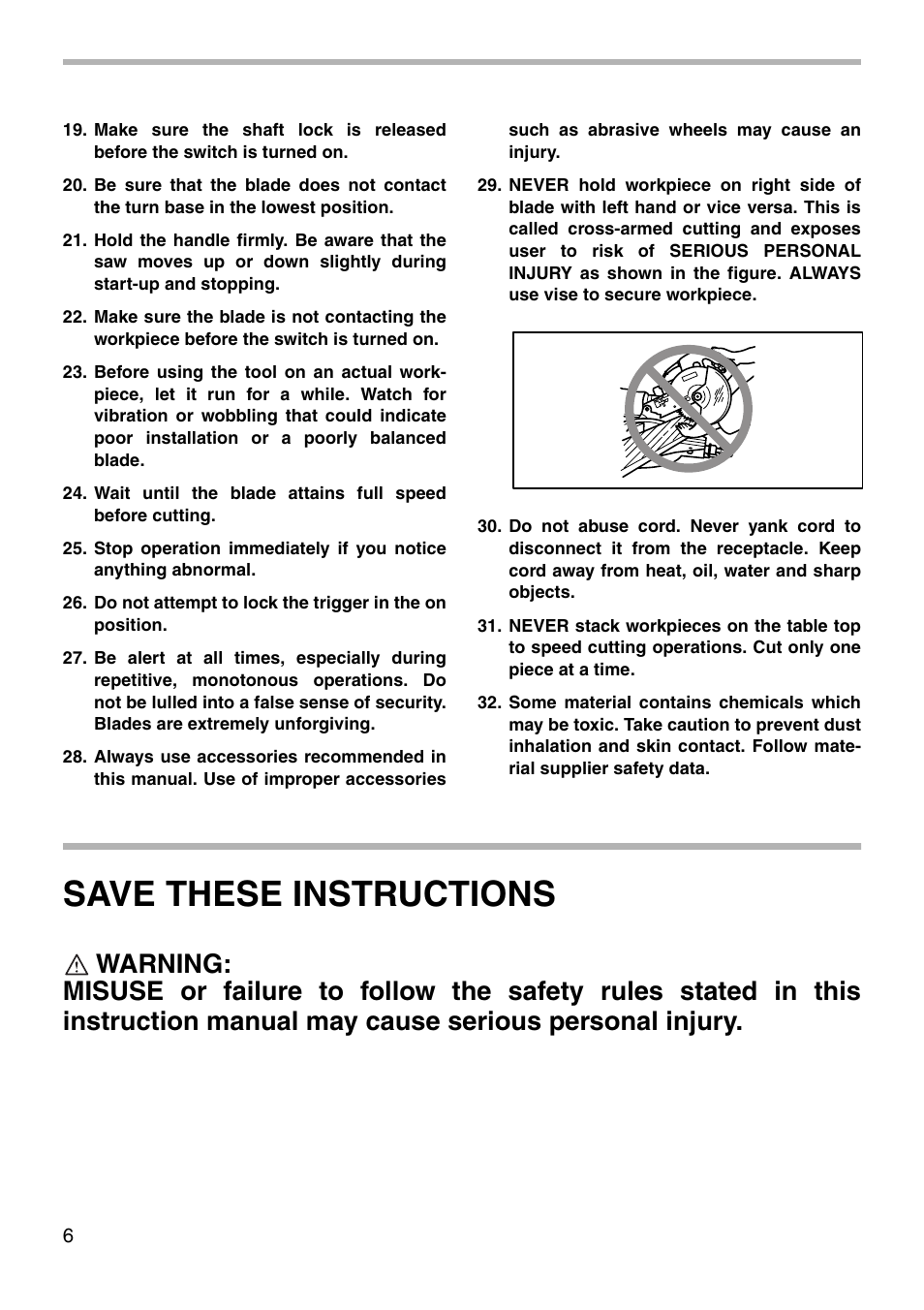 Save these instructions | Makita LS1212 User Manual | Page 6 / 36
