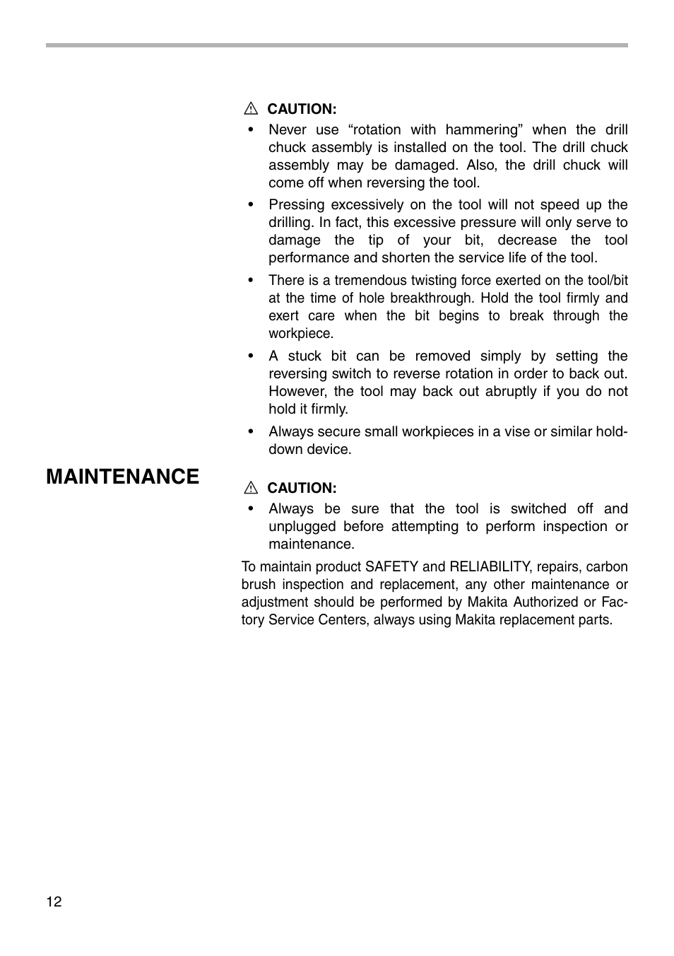 Maintenance | Makita HR2430 User Manual | Page 12 / 20