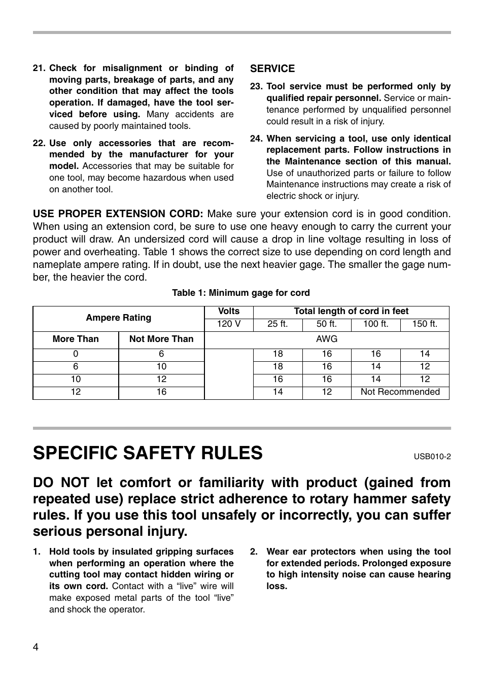 Specific safety rules | Makita HR2430 User Manual | Page 4 / 20