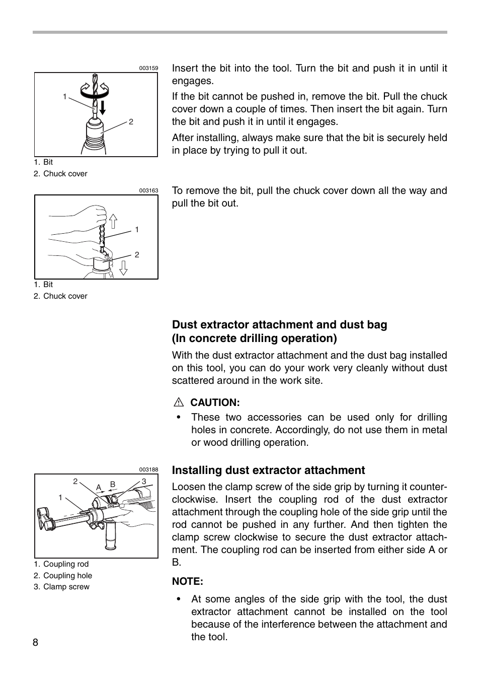 Installing dust extractor attachment | Makita HR2430 User Manual | Page 8 / 20