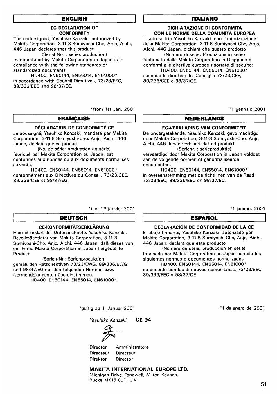 Makita 3704 User Manual | Page 51 / 56