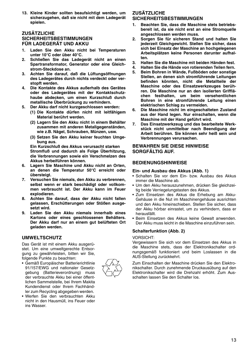 Makita 8443D User Manual | Page 13 / 64