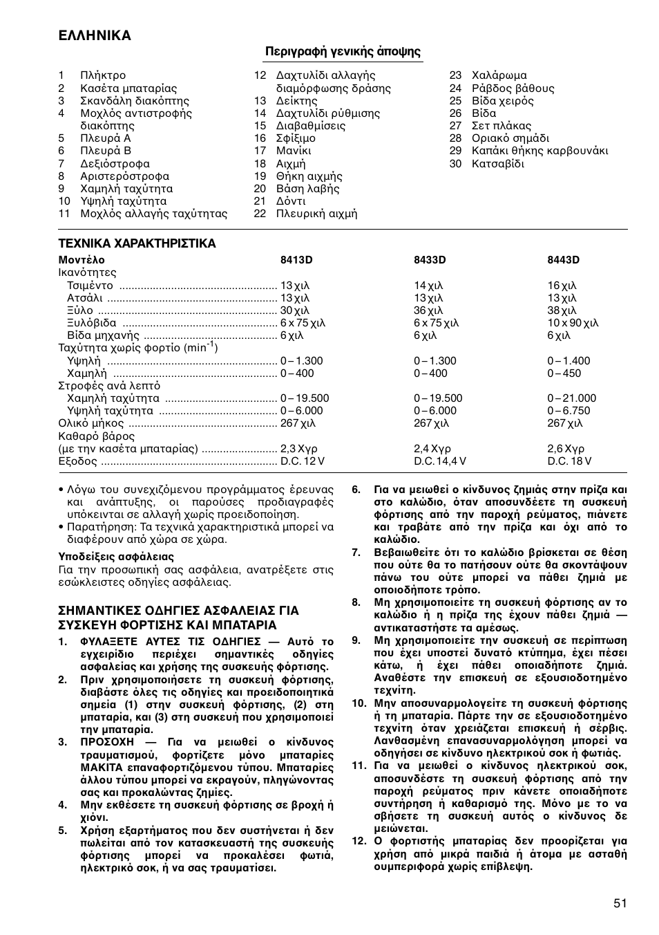 Ελληνικα | Makita 8443D User Manual | Page 51 / 64