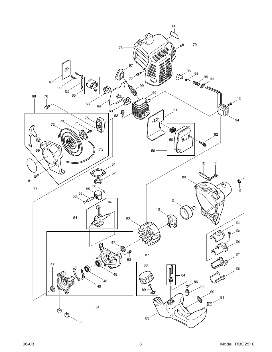 Makita RBC2510 User Manual | Page 3 / 6