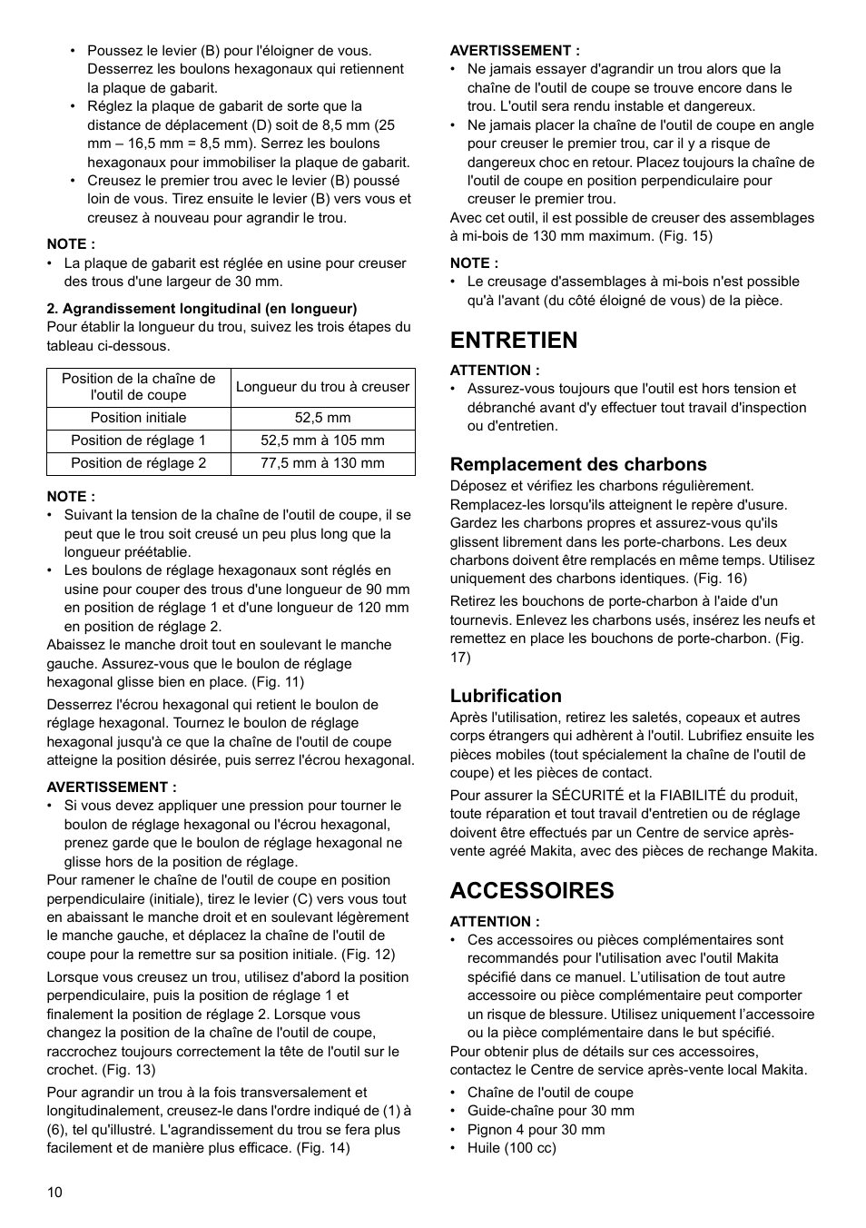 Entretien, Accessoires, Remplacement des charbons | Lubrification | Makita 7104L User Manual | Page 10 / 48