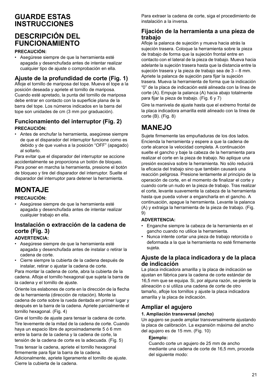 Montaje, Manejo | Makita 7104L User Manual | Page 21 / 48