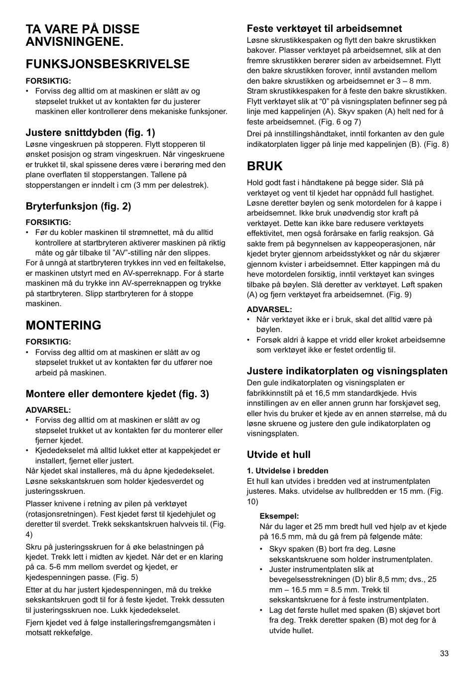 Montering, Bruk | Makita 7104L User Manual | Page 33 / 48