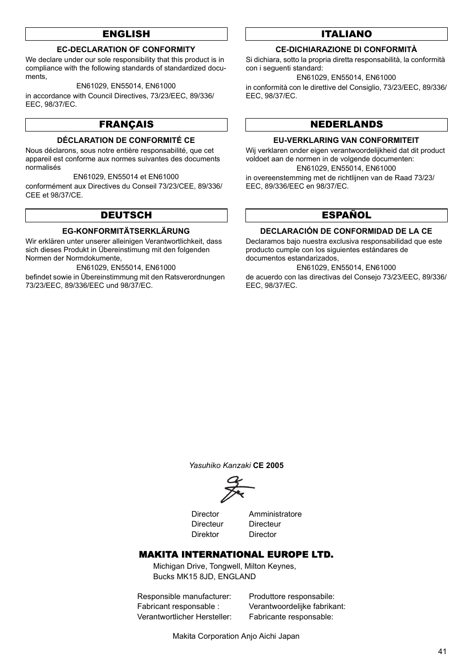 Makita 7104L User Manual | Page 41 / 48