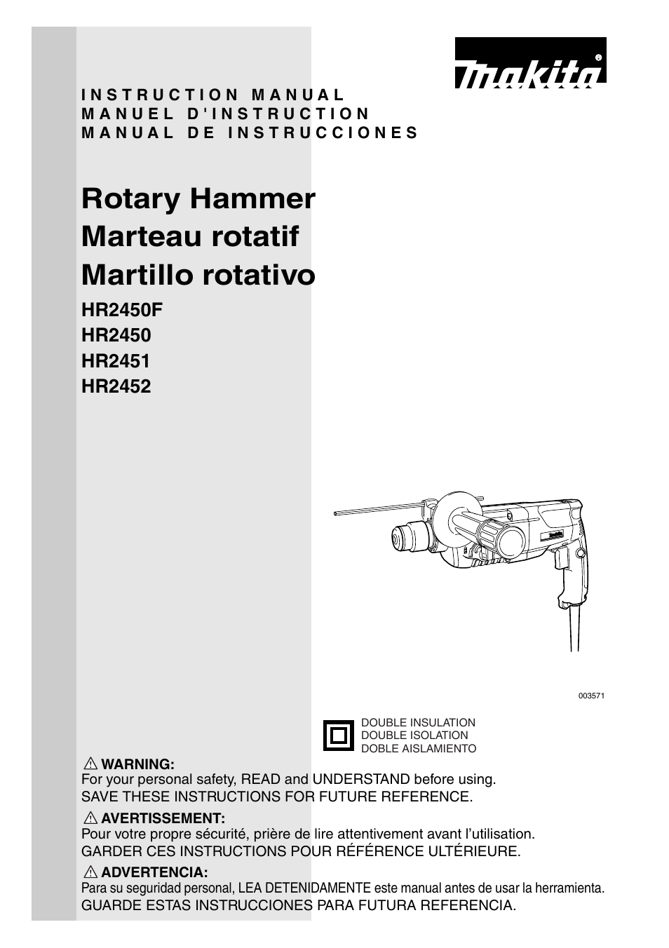 Makita HR2451 User Manual | 28 pages