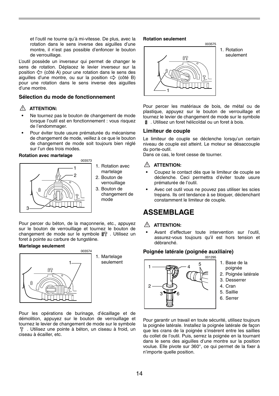 Assemblage | Makita HR2451 User Manual | Page 14 / 28