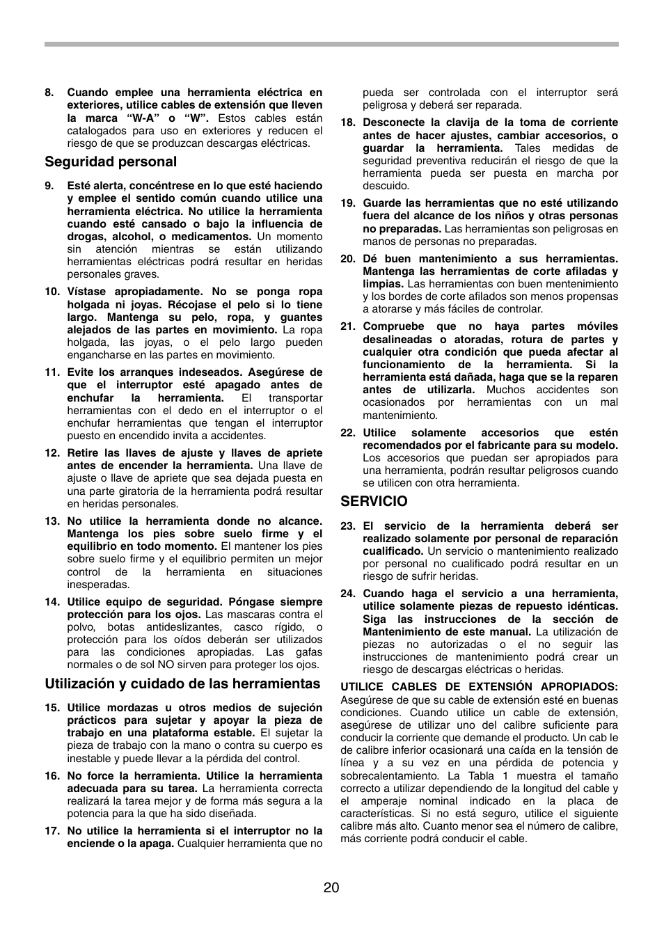 Seguridad personal, Utilización y cuidado de las herramientas, Servicio | Makita HR2451 User Manual | Page 20 / 28