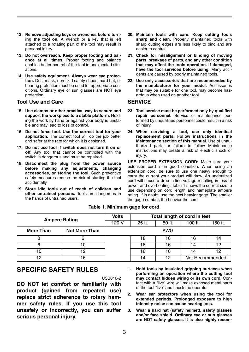 Specific safety rules | Makita HR2451 User Manual | Page 3 / 28