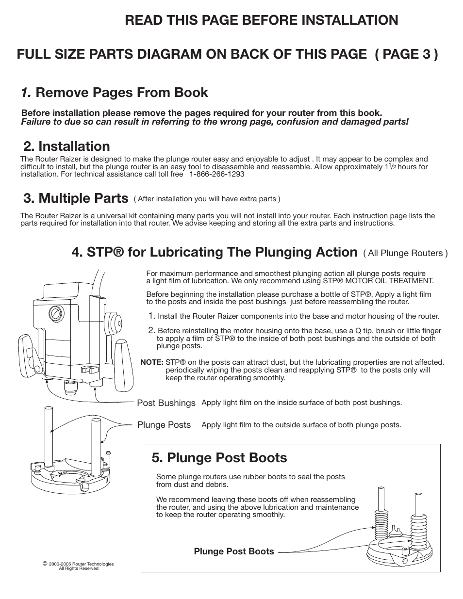 Installation, Plunge post boots | Makita RZ 100 User Manual | Page 3 / 12