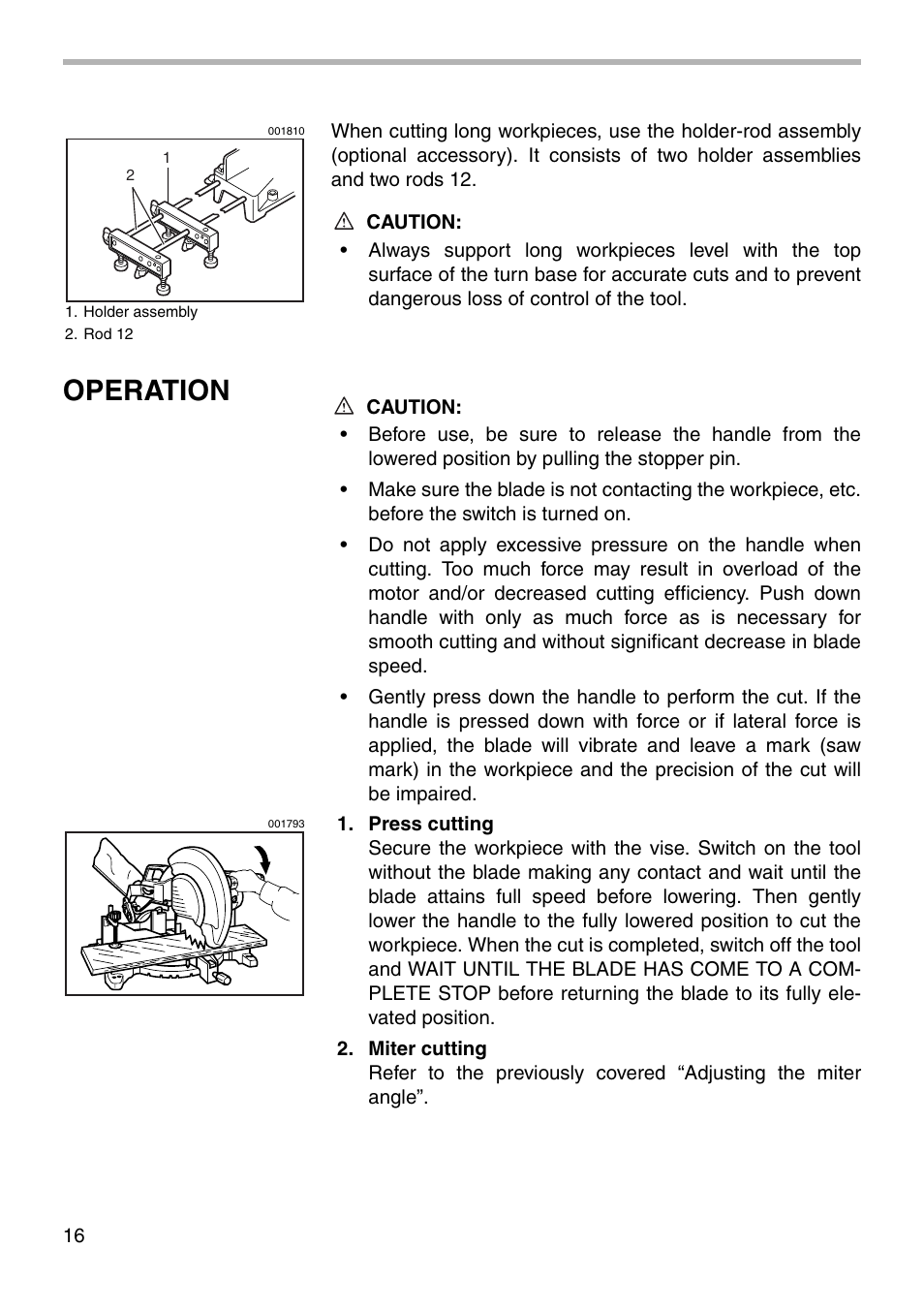 Operation | Makita LS1221 User Manual | Page 16 / 32